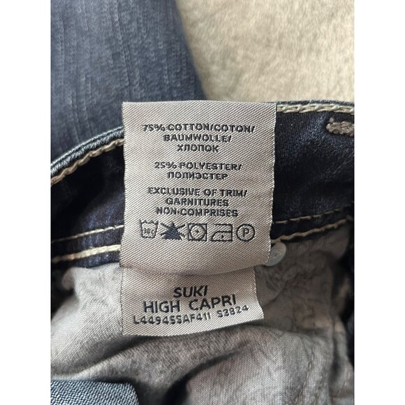 Silver Jeans Suki High Capri Womens W25 L24.5 Dark Wash Denim Preppy - Picture 11 of 13